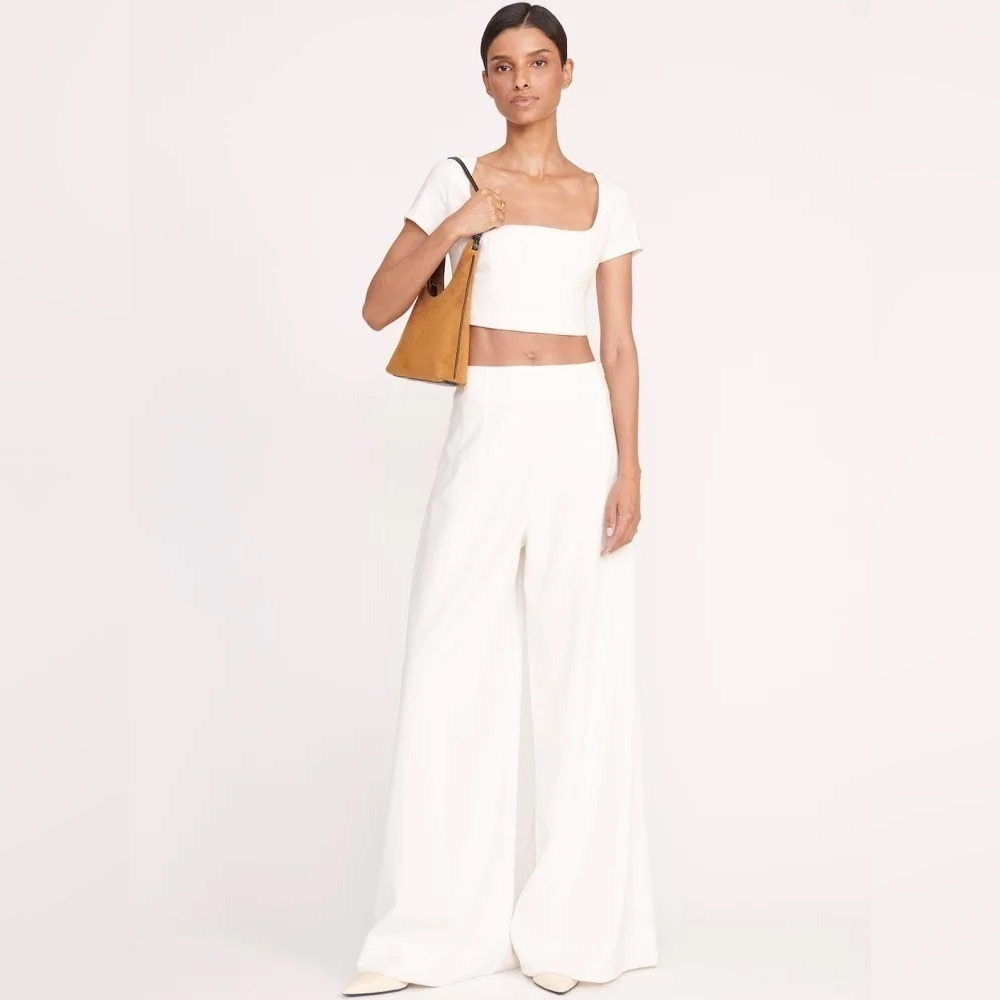 White STAUD square-neck crop blouse size: Large never worn